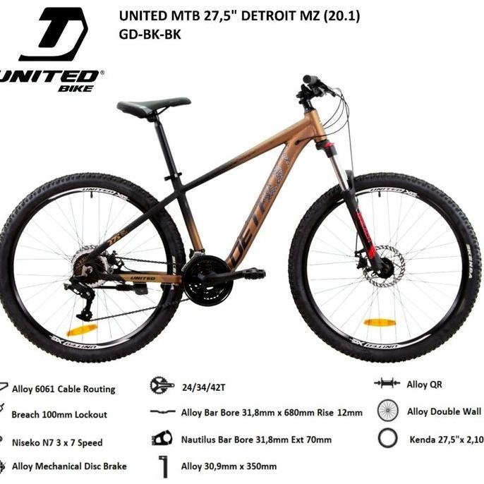 Terlaris Sepeda Mtb 27.5 Inch Merk United Detroit Mz