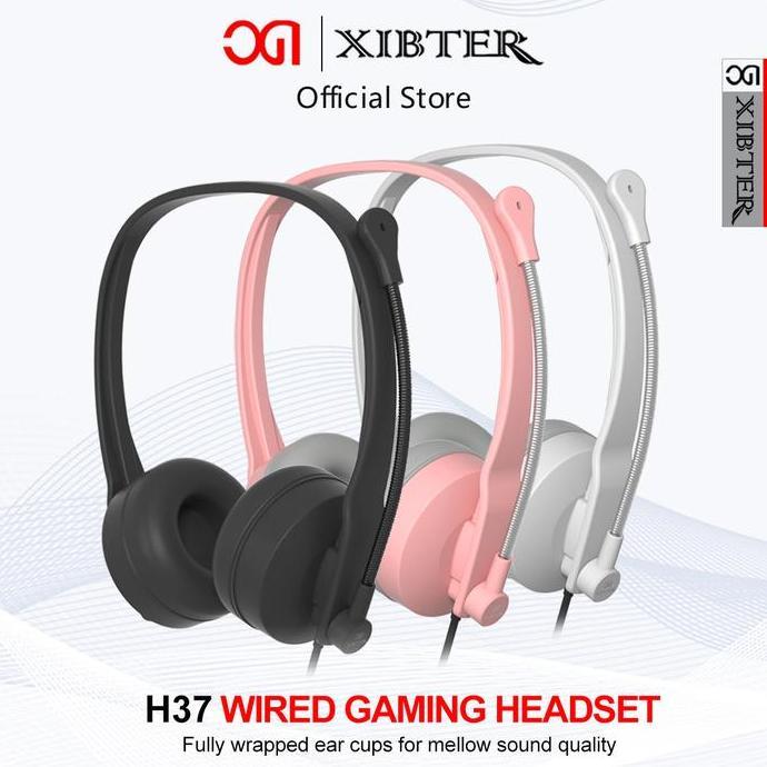 mbayem78 - xibter h37 headset komputer 3.5mm yang dipasang di kepala, headset permainan berkabel, he
