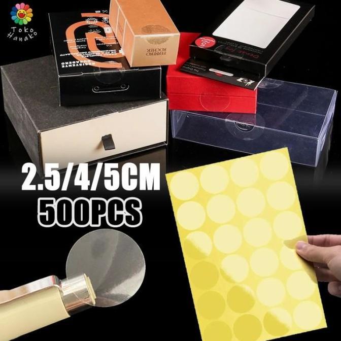 VINTOP 1000 Buah Label Segel Transparan Polos Segel Stiker Bulat 2.5-5Cm