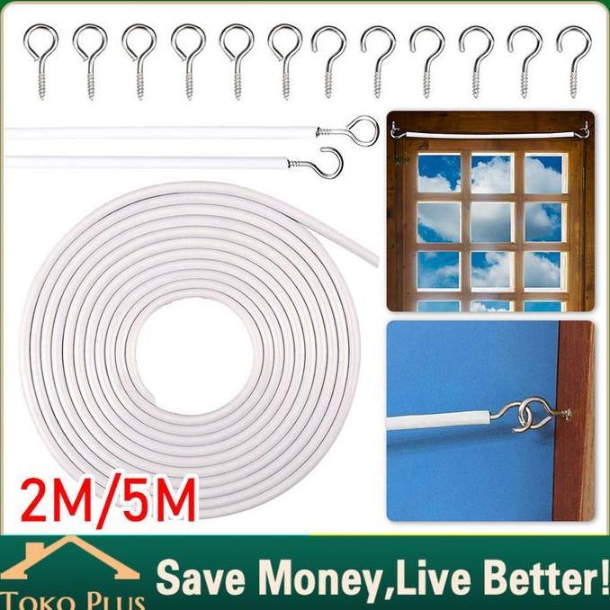 SHIRENLY Kawat Spiral Gorden Dan Hook Tempel Gorden Kolong Dapur - Tali Gorden