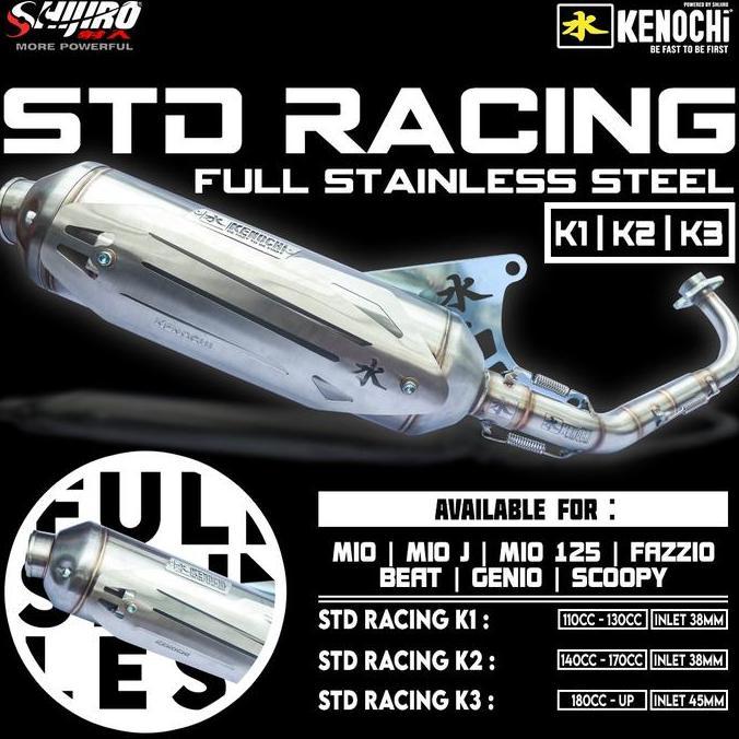 Knalpot Standar Racing Kenochi Stainless For Mio Soul Smile Sporty