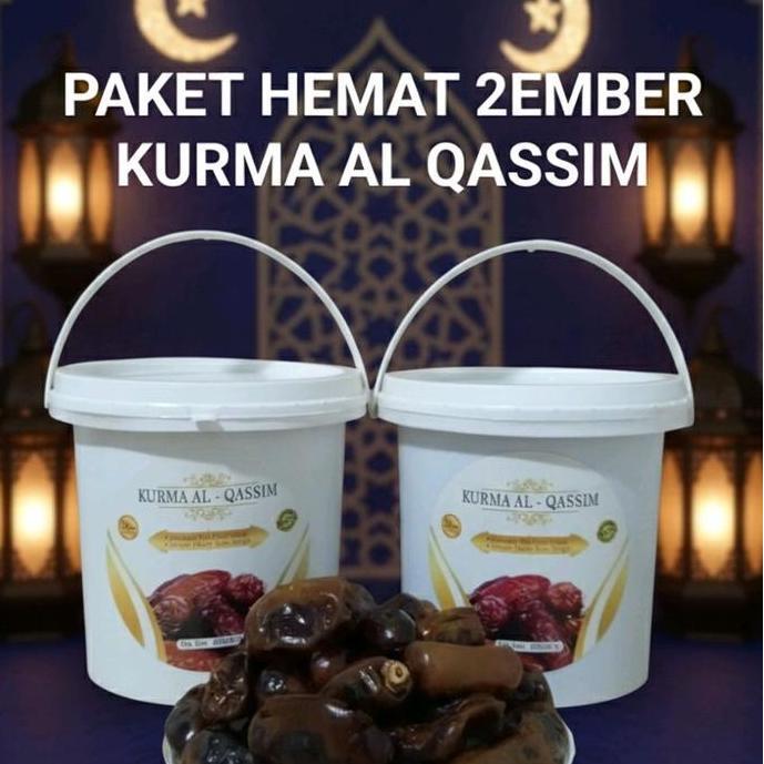 Kurma Al-Qassim 400gr x 2 Ember Organik Food Grade - Buah Kering Organik dengan Kemasan Kaleng Kecil