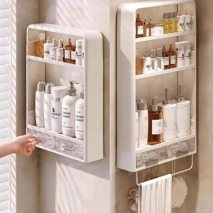 Rak Kosmetik Multifungsi Rak Gantung Dinding dengan Perekat Kuat Rak Multifungsi untuk Dapur & Kamar