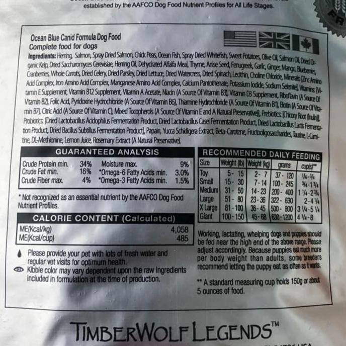 Gogogo- Dog Food Timberwolf Legend Ocean Blue / Makanan Anjing