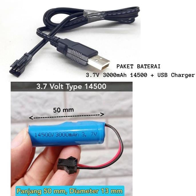 Wxyg- Baterai Mobil Remote Control 3.7 Volt Tipe 14500 Socket Hitam 2 Pin 3.7V 3000Mah 5000Mah Charg