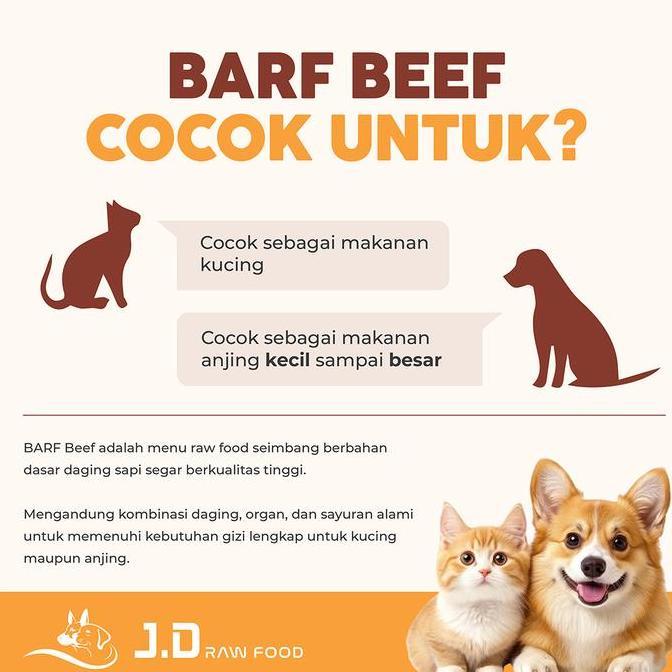 Gogogo- J.D Raw Food | Beef Daging Sapi Barf Raw Food 500Gr Makanan Anjing Kucing