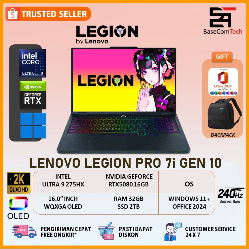 LEGION PRO 7i Gen 10 RTX5080 Ultra 9 275HX 32GB/2TB 16.0 inci WQXGA 240Hz OLED