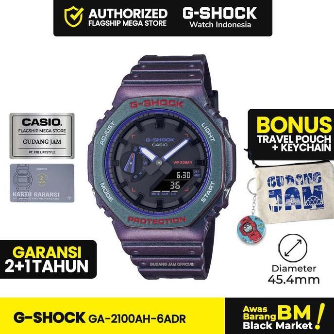 Ready G-Shock Ga-2100Ah-6Adr | Jam Tangan Pria Cowok | Analog Digital | Anti Air | Original | Casio 