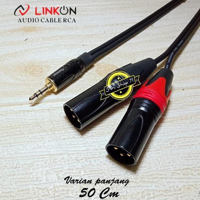 Promo kabel Audio mixer ke Hp ke equalizer ke crossover ke power jack 3,5mm to 2 xlr male - 50 cm Ac