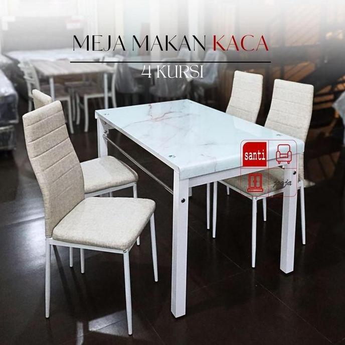 Terlaris Meja Makan Minimalis Kaca Hitam/Putih 002