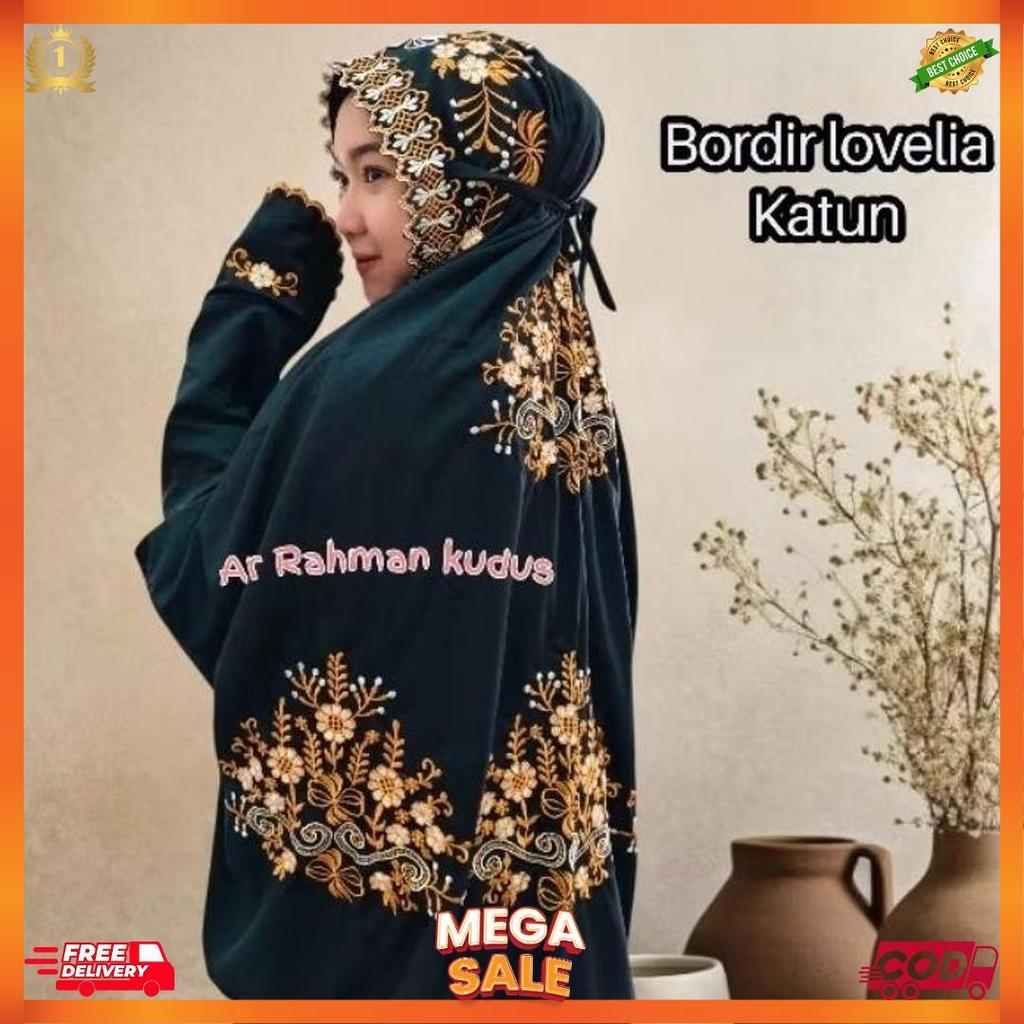 Mukena Kain Hitam Bordir Cantik Katun Micro [L5]