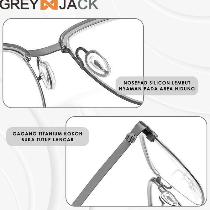 IDSTORE Grey Jack Kacamata Antiradiasi Blueray Titanium Style Kotak 2605