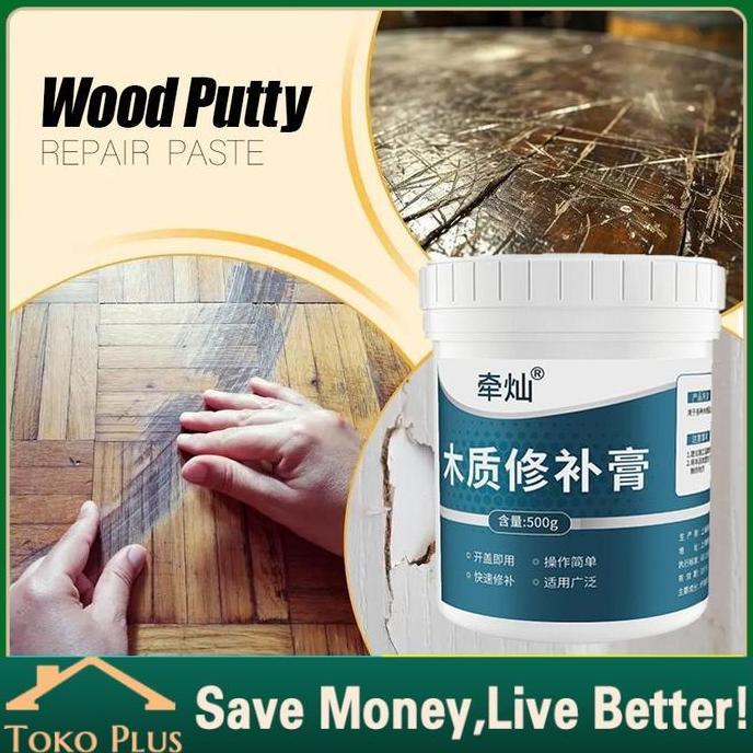 ORIZA Dempul Kayu Pengisi Nat & Perbaikan Lubang 500gr - Warna Walnut/Natural/Putih, Bahan Tahan Air