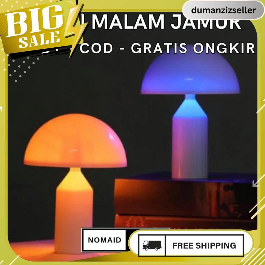 Nomaid.Id - Lampu Tidur Led Bentuk Jamur [Gratis Baterai Aa 2] - Lampu Meja Unik Cocok Untuk Pajanga