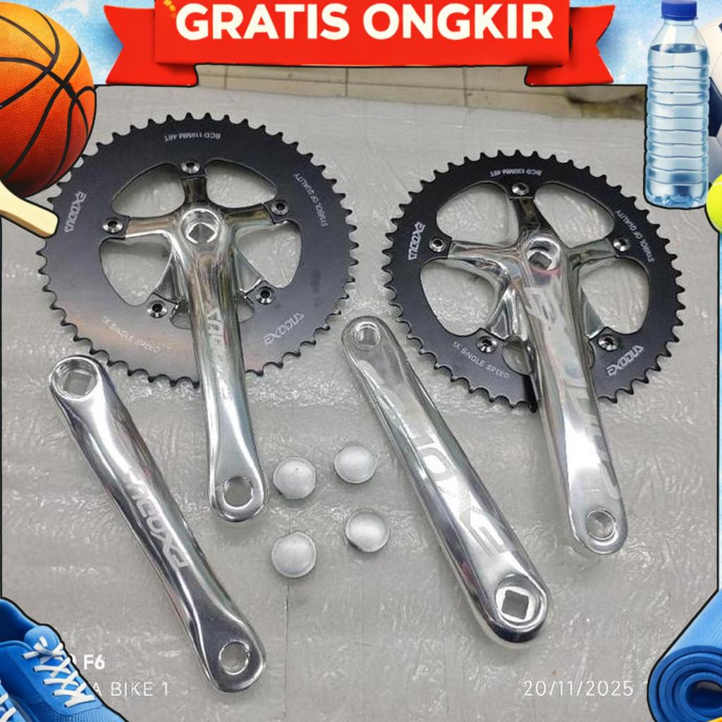 Crank Single Speed 48T Exodus Bcd 110 130 5 Baut Arm 170Mm Fixie Mtb Federal Lipat Bb Kotak Alloy Ar