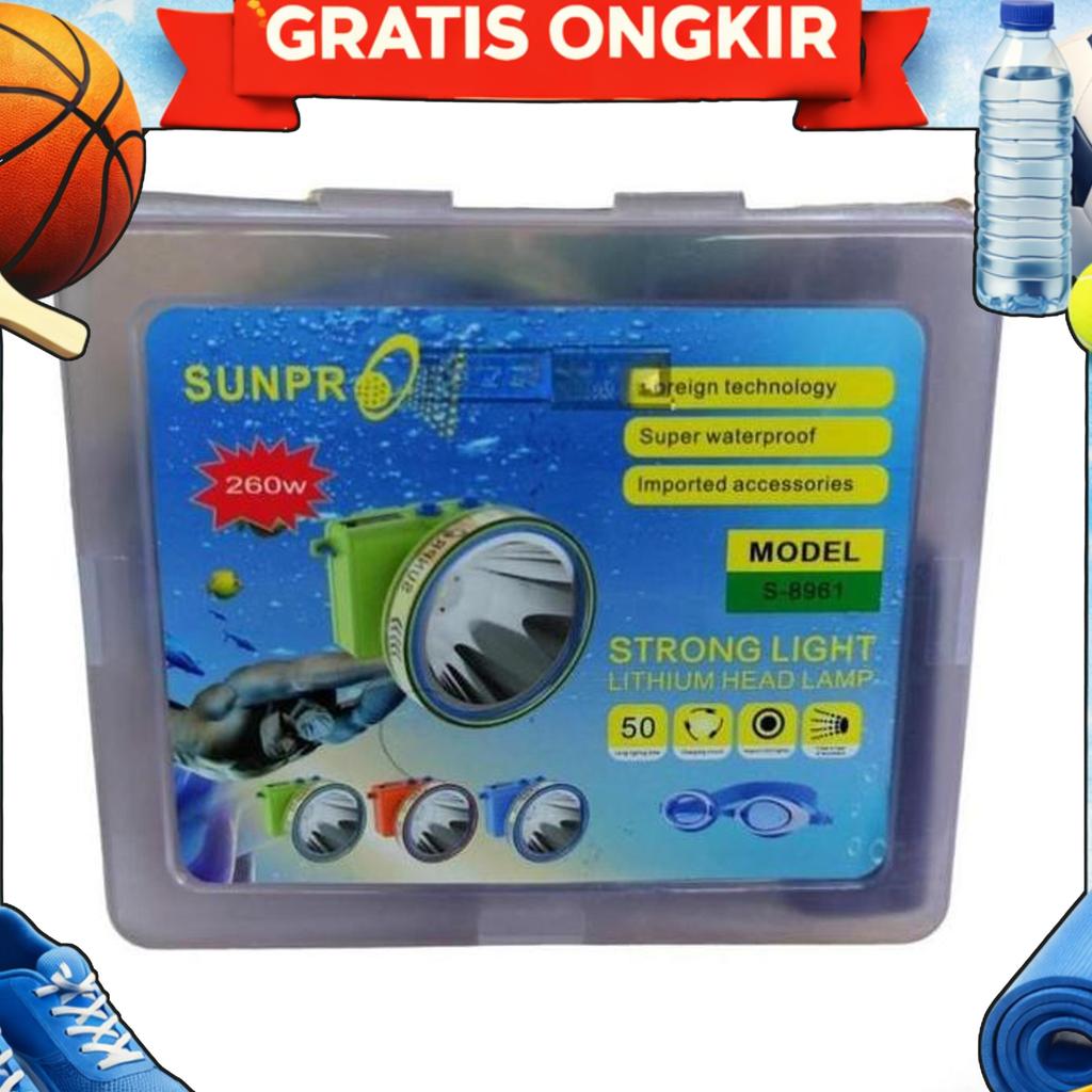 Senter Kepala Selam Sunpro S-8961 260 Watt Senter Kepala Diving Super Terang