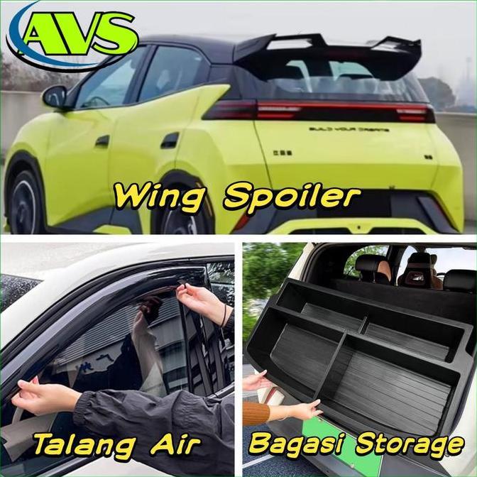 Byd Atto 1 Aksesoris Import Wing Spoiler | Talang Air Rain Visor | Bagasi Storage Box Byd Atto 1 Acc