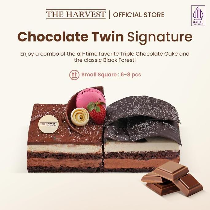Chocolate Twin Signature Small Rectangle | Kue Ulang Tahun Rasa Dengan Pilihan 2 Rasa Coklat