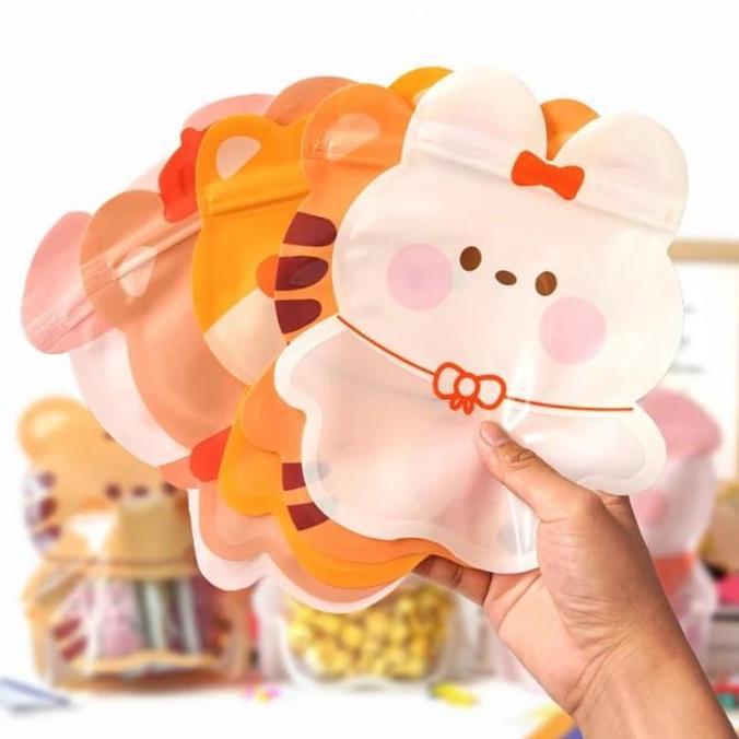 ANIMAL - JAR - STANDING ZIPLOCK SNACK BAGS - LUCU - FANCY - kue - snack - zipper - kemasan - goodie 
