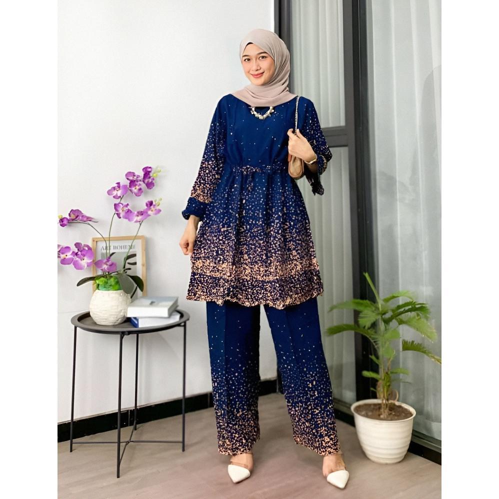 SUPER SALE Tunik Tunic Baju Atasan Setelan One Set Wanita Muslimah Remaja Dewasa Lengan Panjang Leba