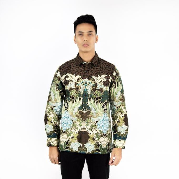 RICARDO Kemeja Batik Pria Cokelat Lengan Panjang 32579 Best Seller
