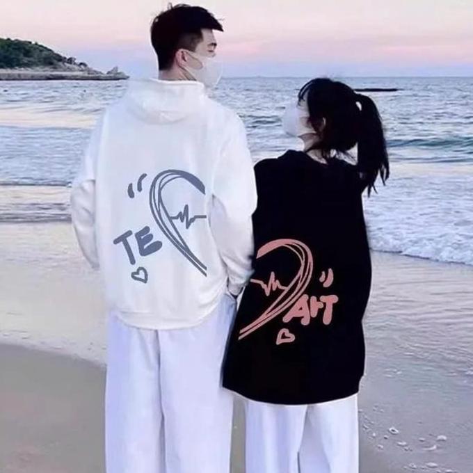 MD81 - Switer couple LOVE cewe cowo / sweater couple love art pria wanita hoodie couple love keren c