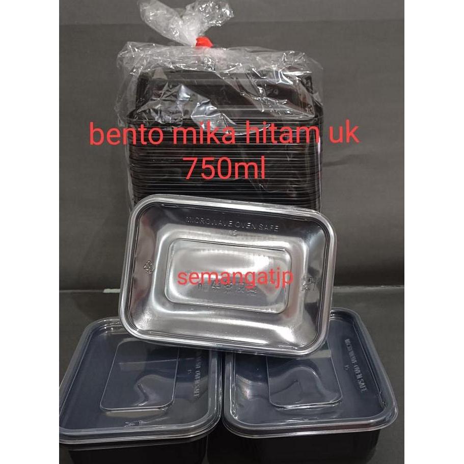 Saveme- Thinwall Hitam Mika Bento Hitam Kotak Makan 500Ml 750Ml Isi 25 Set