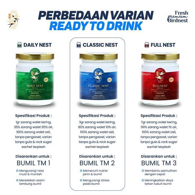 Clearx- Nyonya Walet - Minuman Sarang Walet - Bird Nest Drink - Classic Nest (80% Bird Nest) - Box 8