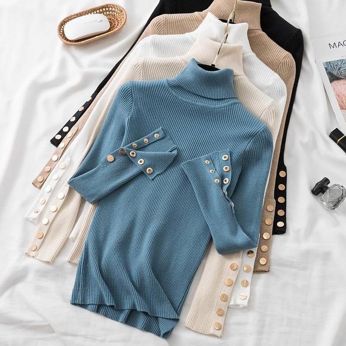 GS - VERSI JUMBO Atasan Button Knit Baju Rajut JUMBO inara | korean style iner inara hijab Manset Bi