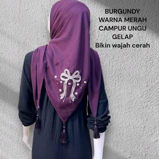 Fixyou- Jilbab Segi Empat Paris Coquete Tasel Bordir Pita Bintang I Kerudung Paris Jadul Coquette Pi