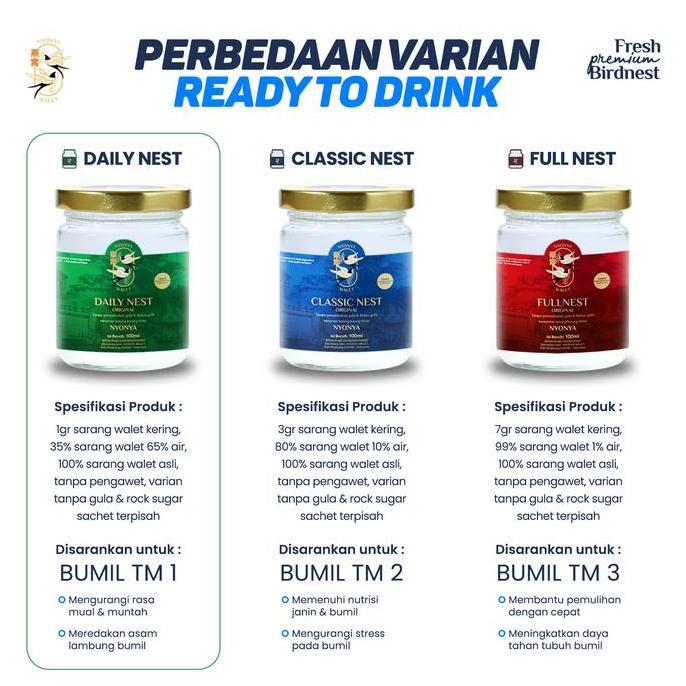 Clearx- Nyonya Walet - Minuman Sarang Walet - Bird Nest Drink - Daily Nest (35% Bird Nest) - Box 4