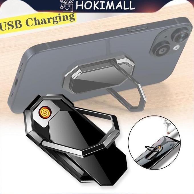 WOVLO Korek Api Elektrik USB Lighter Stand Hp Multifungsi Phone Hold Lighter