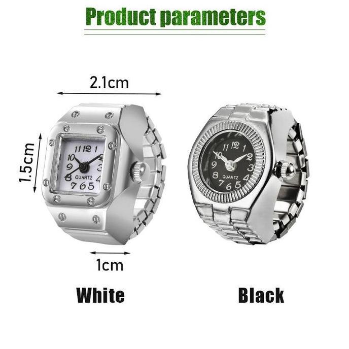 CIZARY Jam Cincin Analog Vintage Pria Wanita Ring Watch Jari Strap Elastis Unik Quartz Free Box & Ba