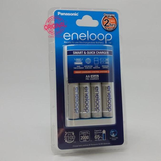 Battery Charger / Charger Baterai - Panasonic Eneloop - Quick Charger + 4 Aa Batteries