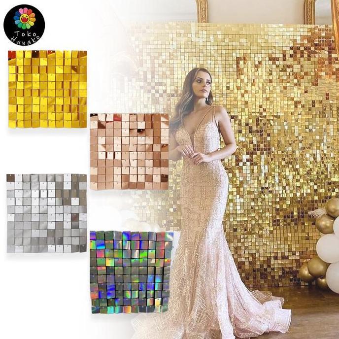 XALARA 30*30cm Sequin Tile Wall Panel Square Sequin Wall Panel Shimerring