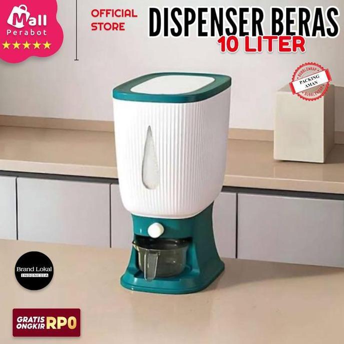 WOVLO Mall Perabot | Dispenser Beras 10 Liter | Wadah Penyimpanan Beras Otomatis | Rice Dispencer Te