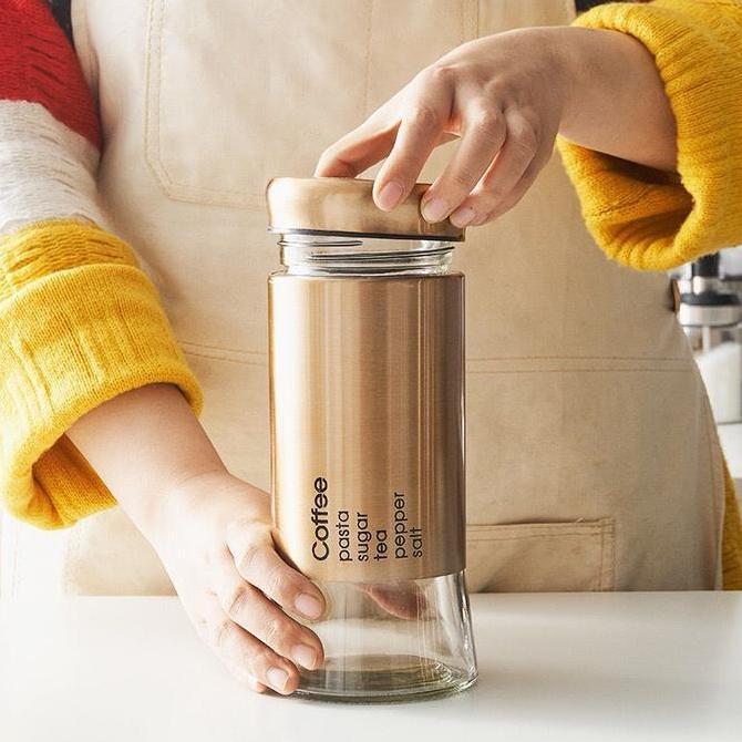 [MS] Botol Tempat Bumbu Kaca Serbaguna untuk Kopi, Teh, Gula, Toples Kacang, dan Biji-bijian