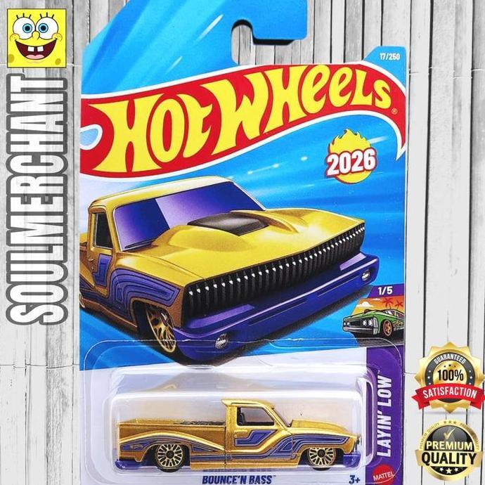 Hot Wheels Bounce N Bass Emas Diecast Mobil Pickup Klasik