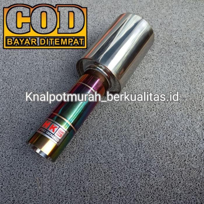 Knalpot Racing Mobil Hks Rainbow Out 2,5 Inch Suara Bass Kering Stainless Spek Kontes Brio Muffler O
