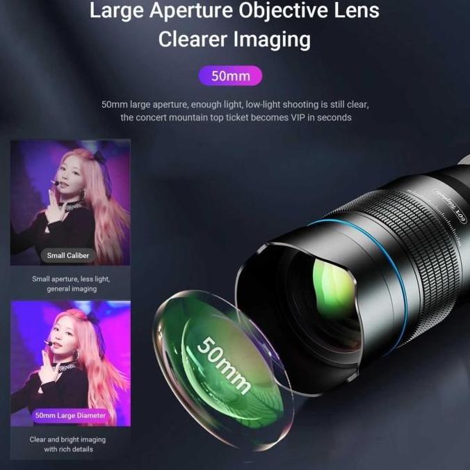 APEXEL Lensa Smartphone Telephoto Lens 60x with Tripod