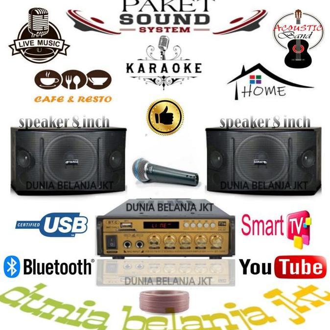 paket karaoke sound system targa 8 inch ampli USB bluetooth