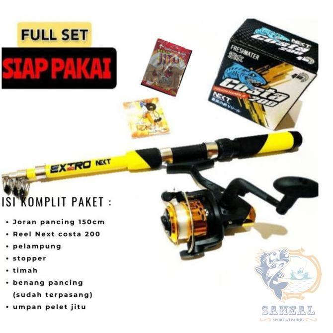 1 Set Alat Pancing Siap Pakai Bonus Umpan Pelet Untuk Ikan Mas Lele Allshop