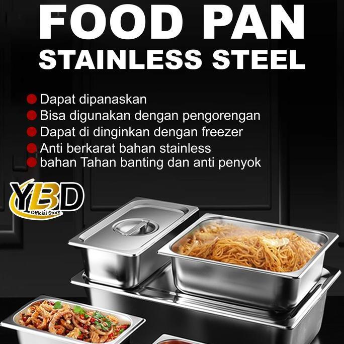 Wadah makanan Foodpan Stainless satu set sama Tutup | wadah prasmanan Resto bahan stainless steel