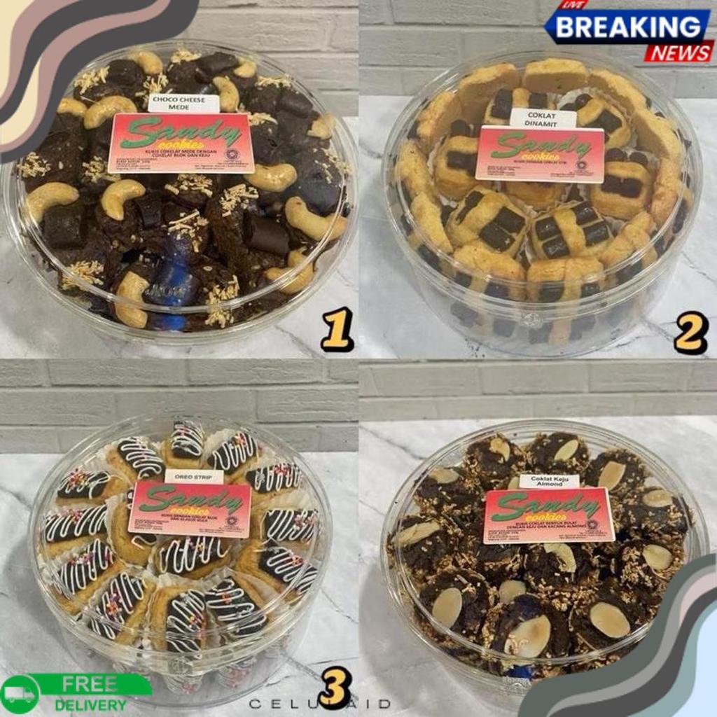 Sandy Cookies Special / Spesial (Merah) Toples Tin Sedang (Exp Panjang) Nastar / Kastengel / Sagu Ke