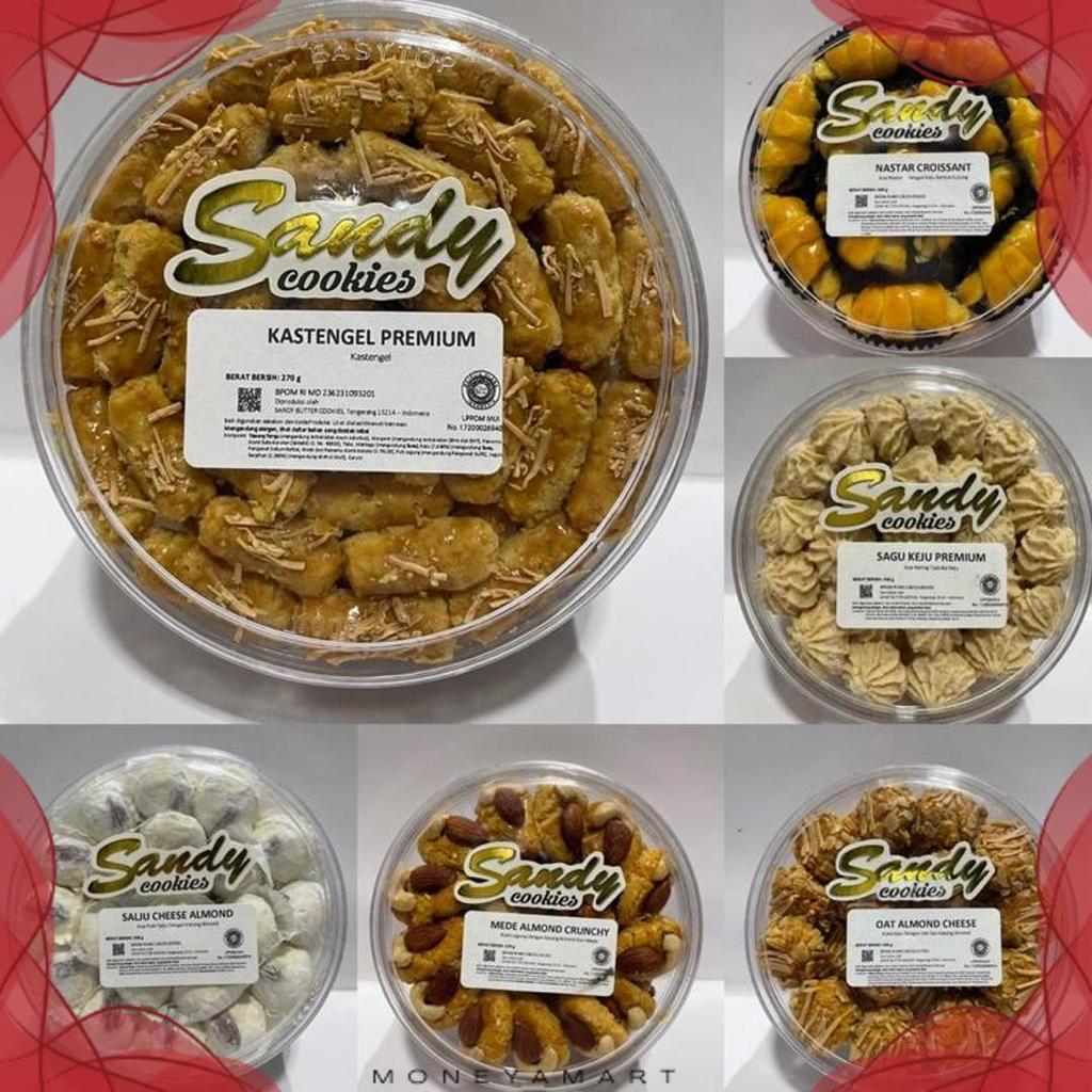 Sandy Cookies Premium (Gold) Exp Panjang (Toples Sedang Tin (Nastar / Kastengel / Putri Salju / Salj