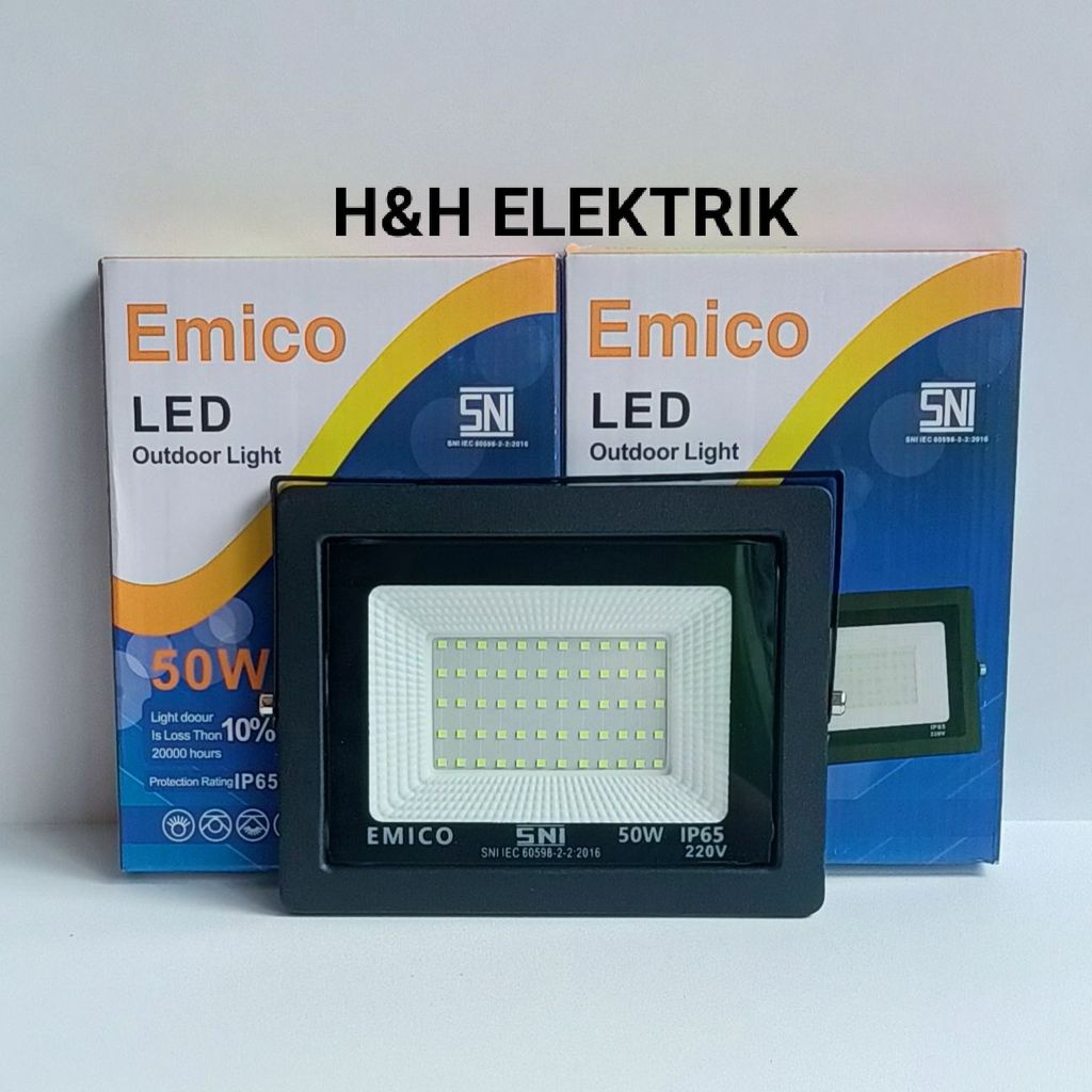 Emico Lampu Led Sorot / Lampu Tembak Led / Kap Sorot Emico Indoor Outdoor 50W 50 Watt Cahaya Putih S