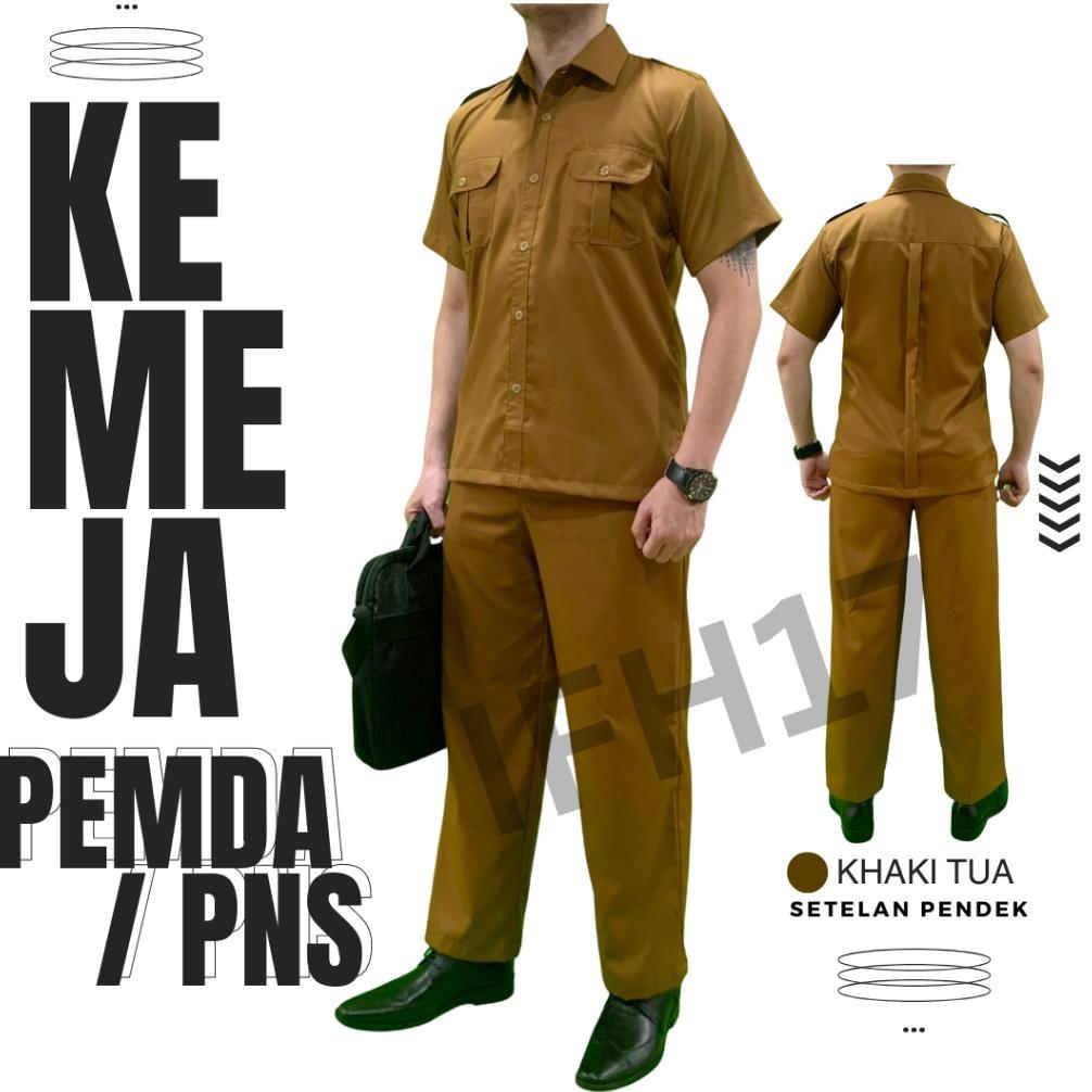 Cuci Gudang !!! Seragam Pdh Pemda Khaki Pria , Baju Dinas Pria Lengan Pendek, Seragam Asn Pendek, Ba