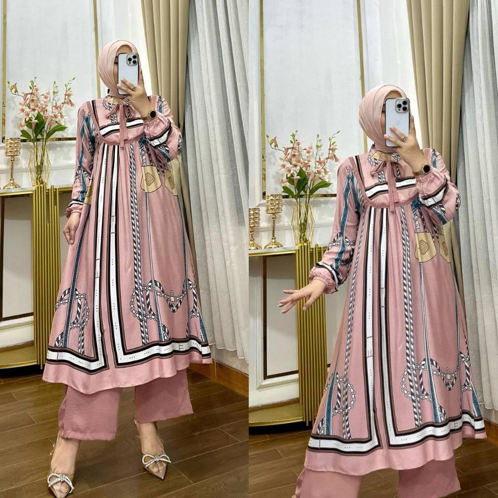 Big Sale Oneset Kayla - Oneset Inara - Setelan Tunik Susun Rayon Premium Jumbo