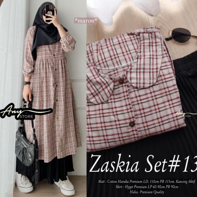 Terbaru Setelan Wanita Midi, Tunik Rok Plisket