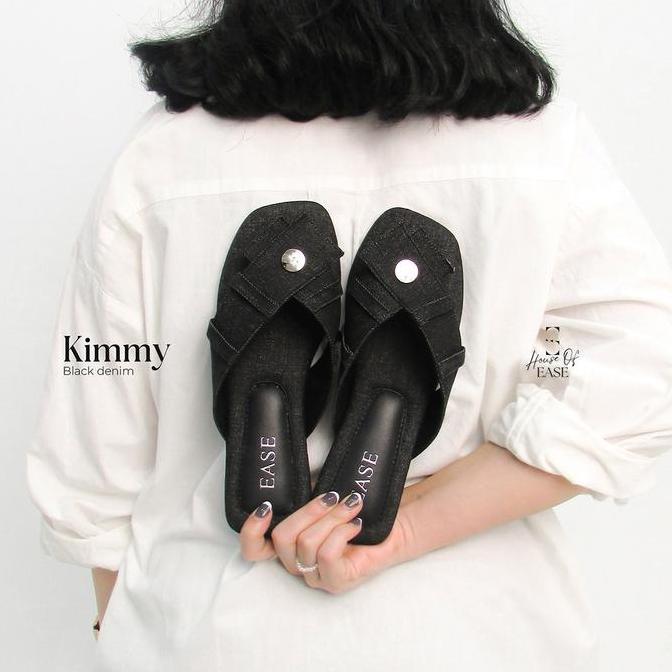 DE108 - EASE KIMMY Sendal Wanita Flat Sandal Denim | Praktis & Nyaman Dipakai Daily